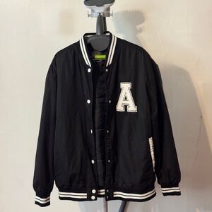 Title: Primark Black Varsity Jacket with Letter “A” Patch (Size M)